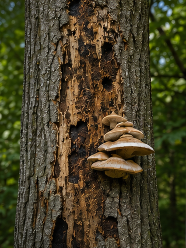 Tree showing signs of disease or pest infestation