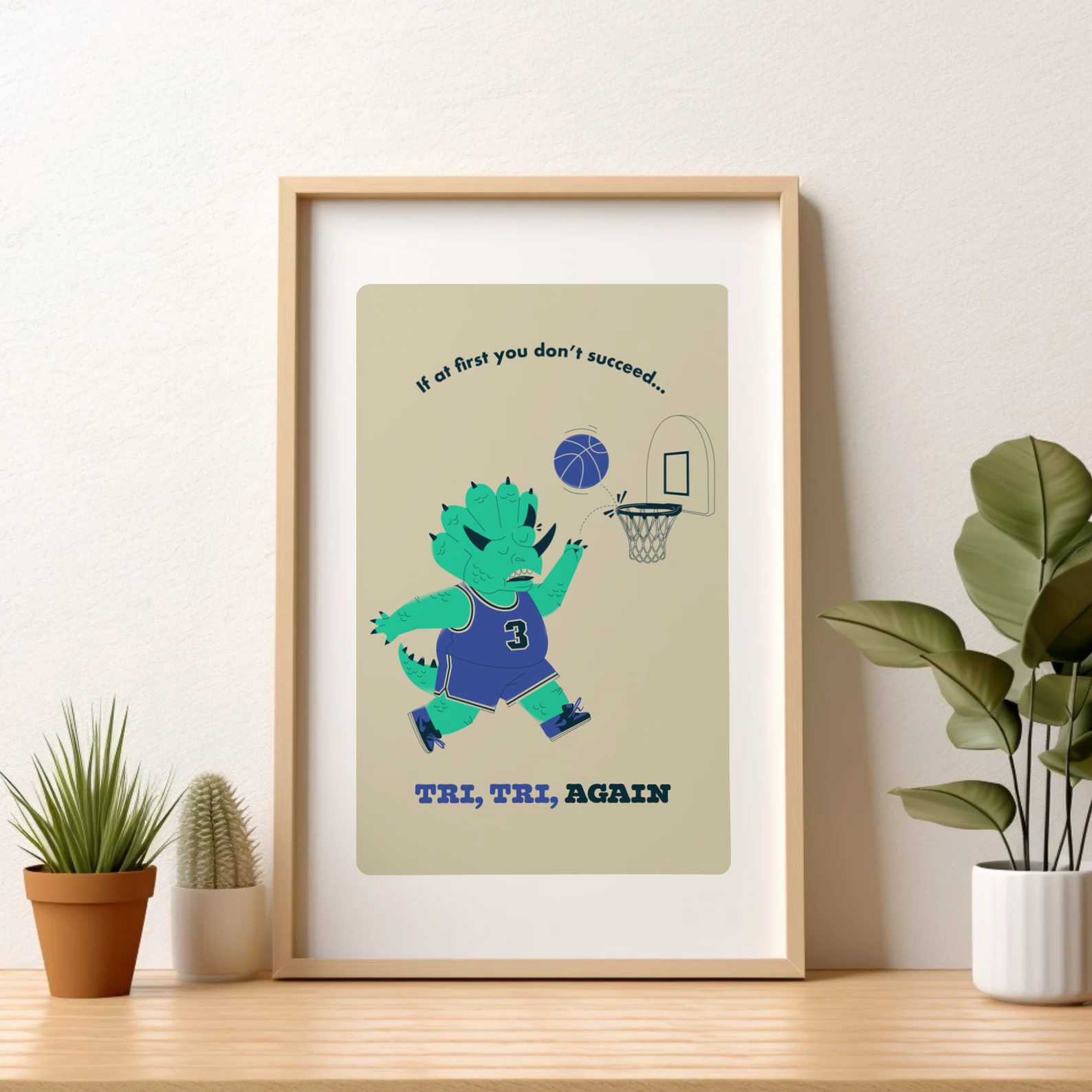 Tri Tri Again Triceratops Print 16x20