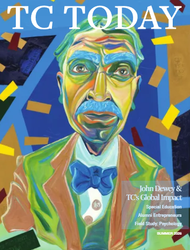 John Dewey painting and animated image from TC Today magazine cover