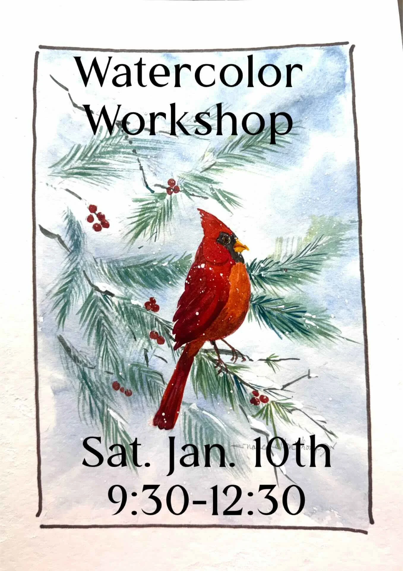 Watercolor Workshop-Cardinals In The Pines