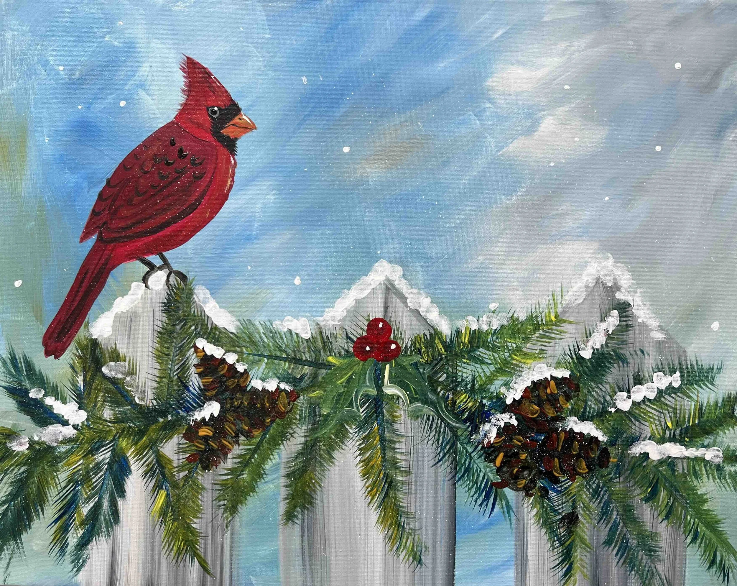 Cardinal on White Fence