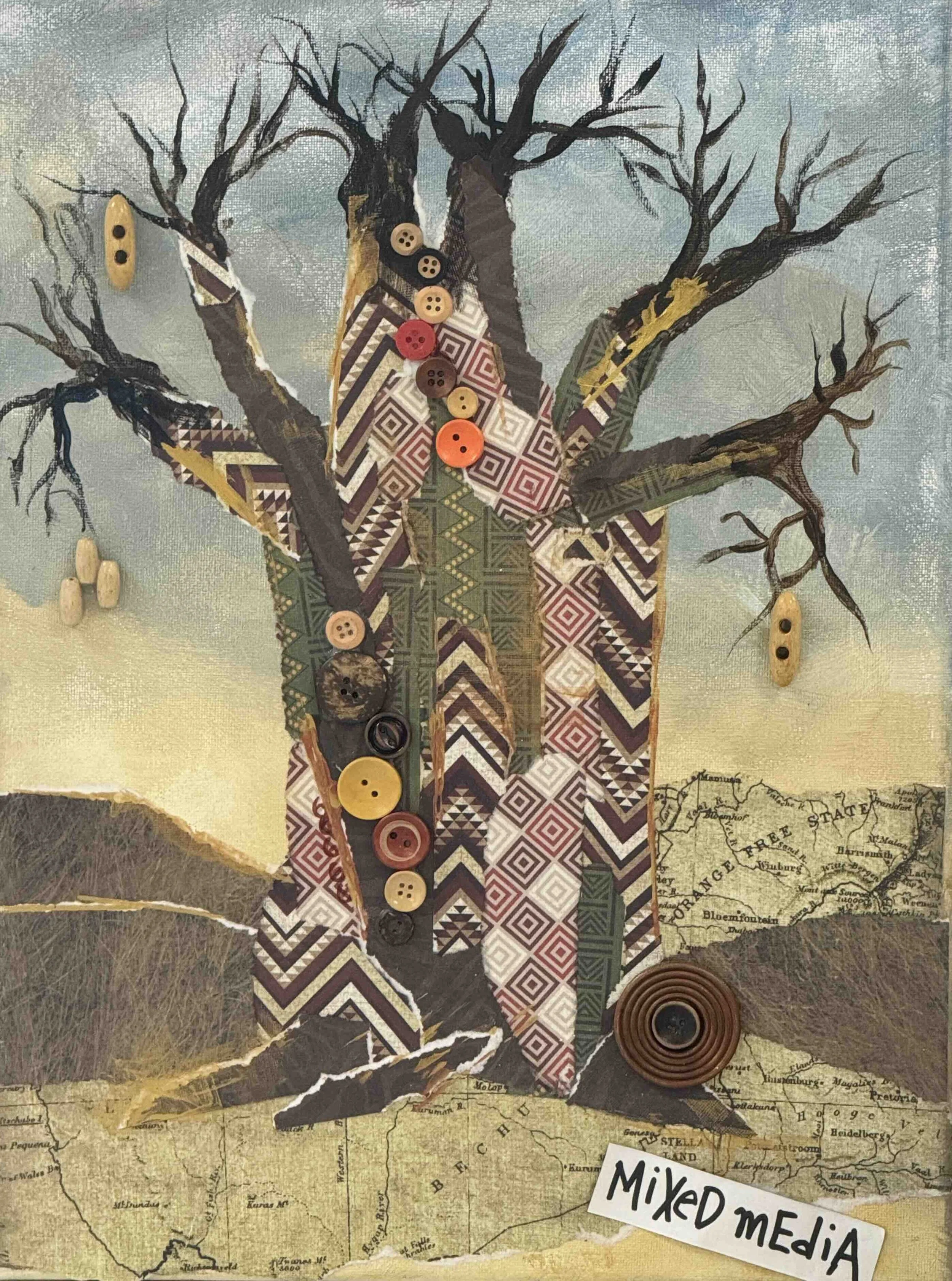 Mied media African Tree