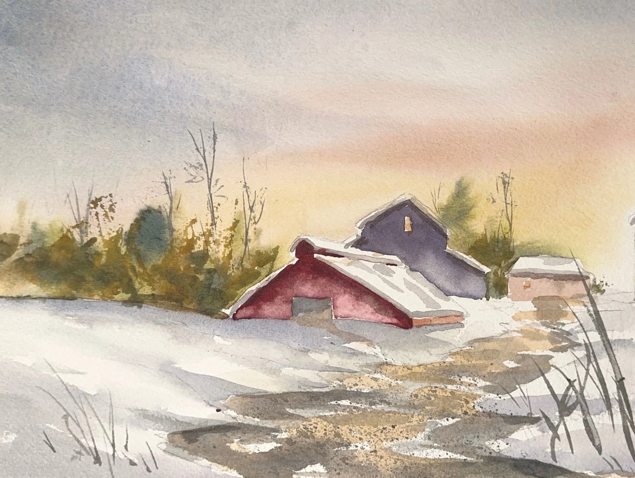 Watercolor Workshop-Country Snowfall