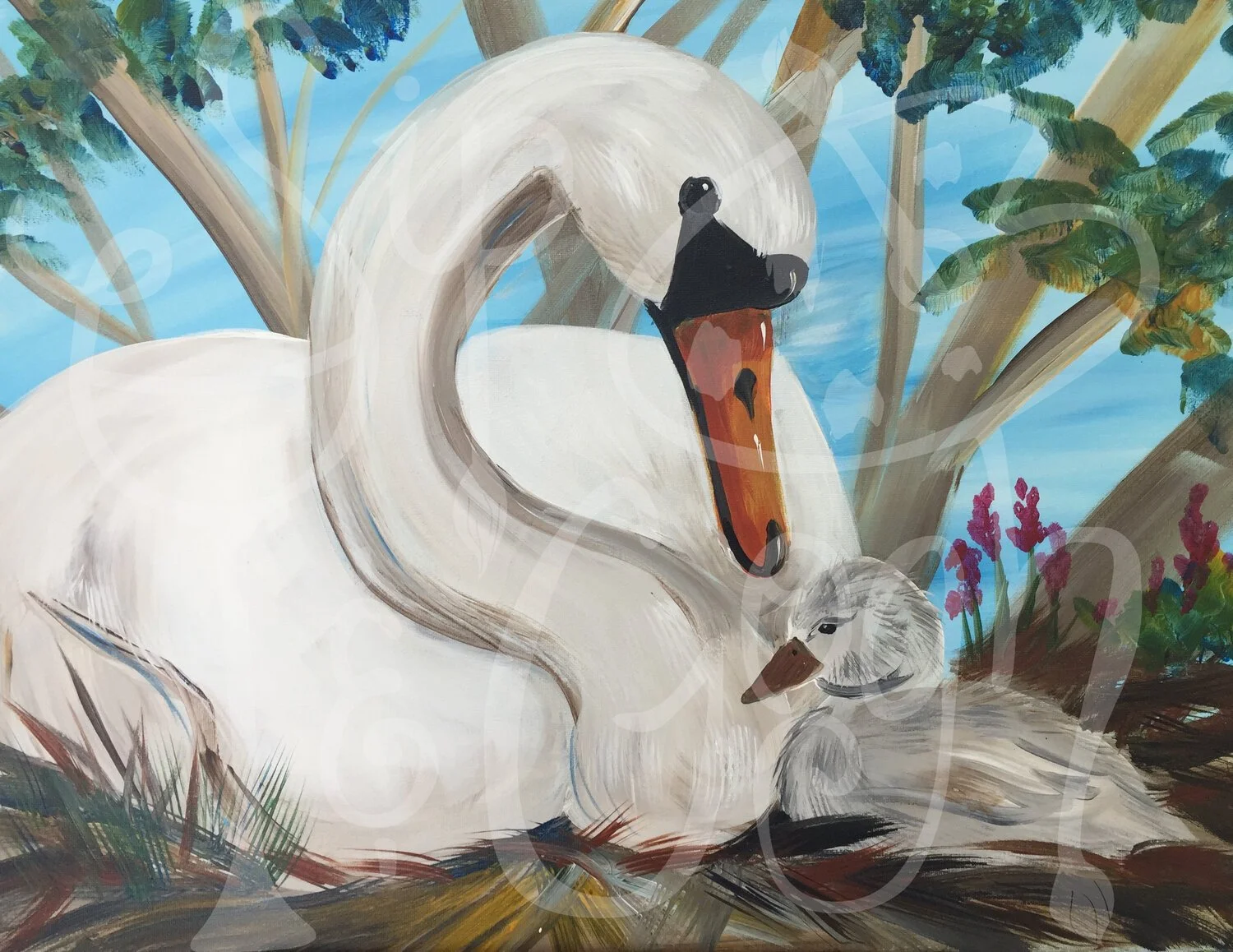 Swan and Baby