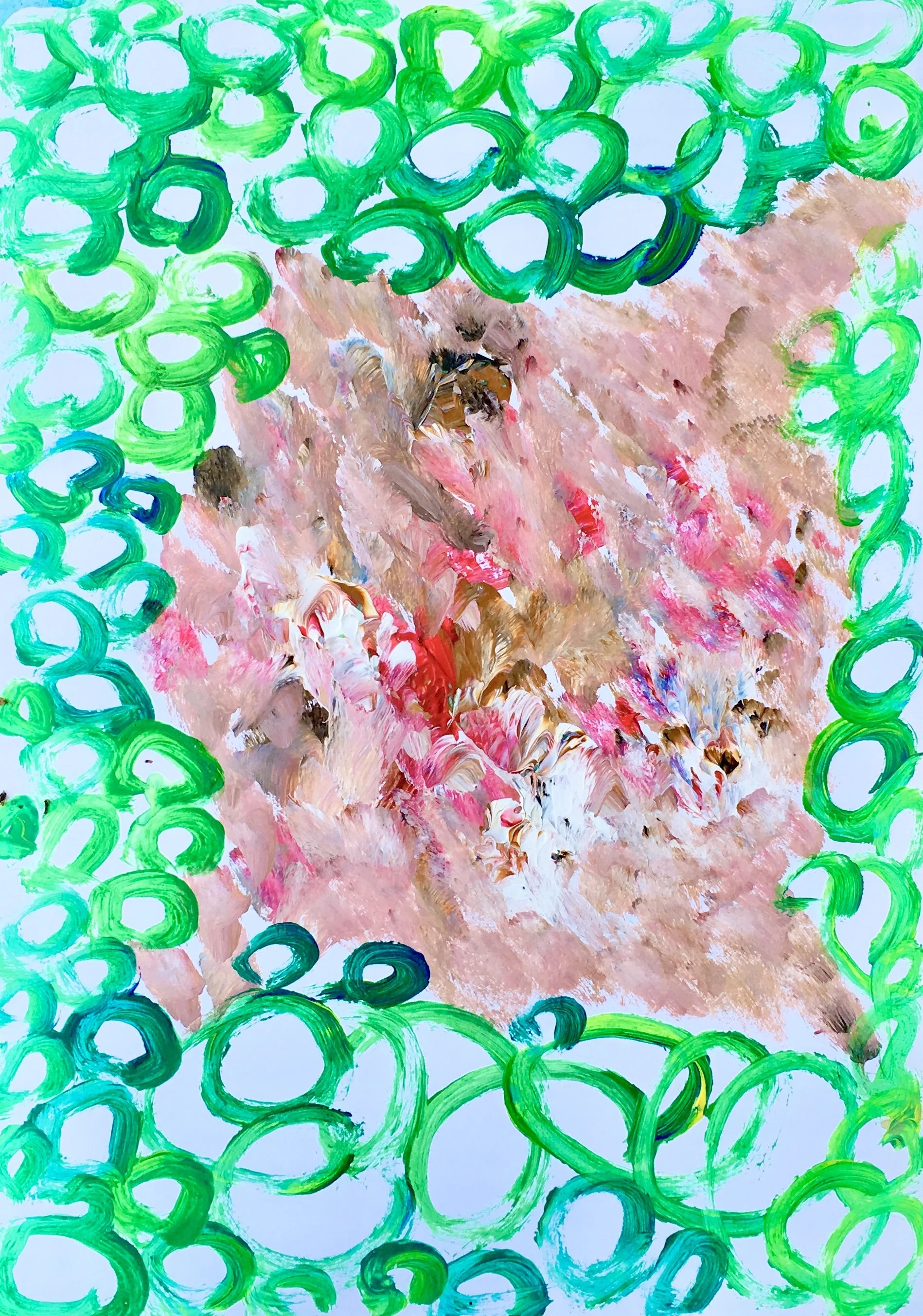 Title: Island Red. Medium: Mixed media.  Size: 297x420mm.  Private Collection.  