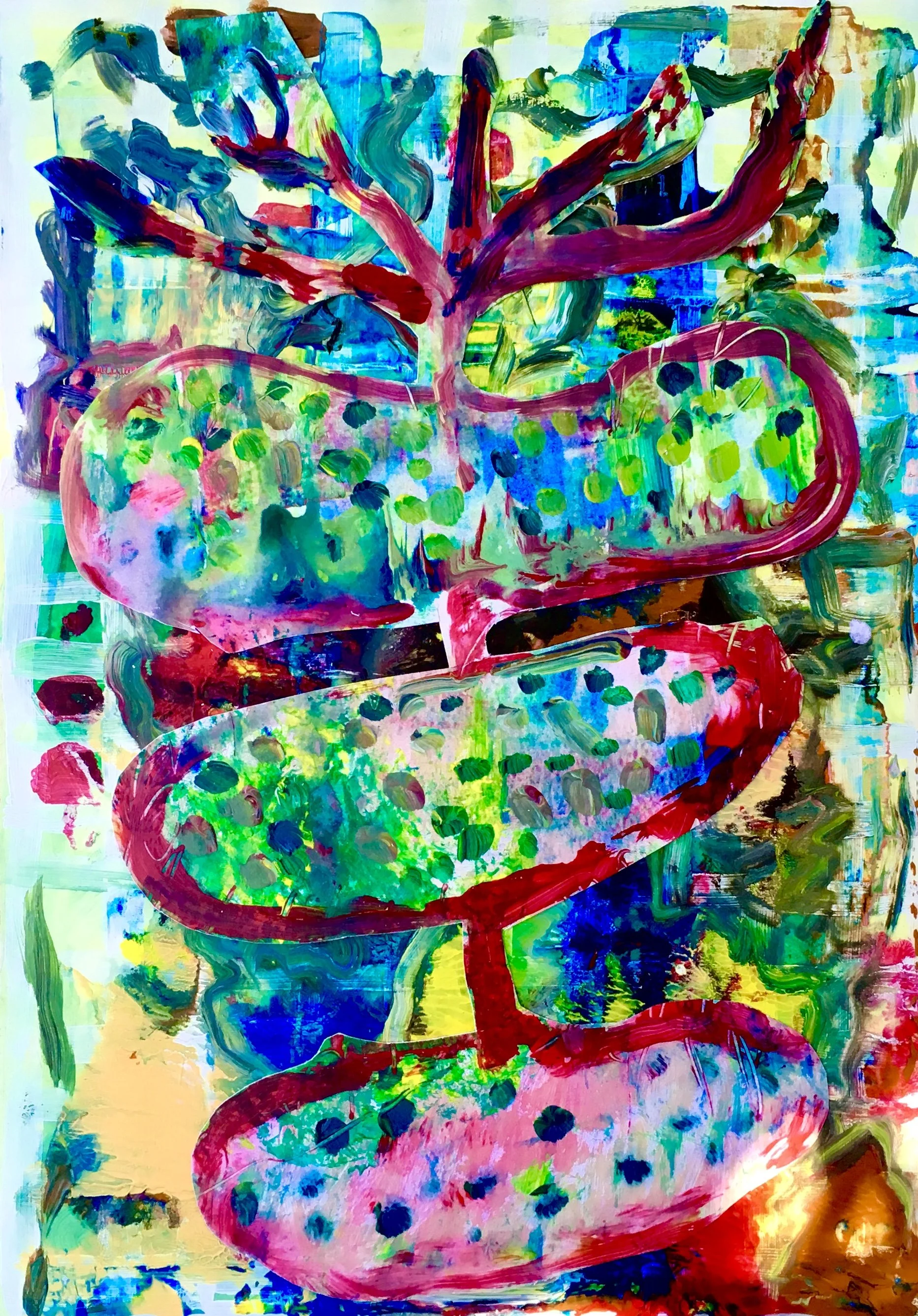 Title: Tree From The Sky. Medium: Mixed media.  Size: 297x420mm.  Private Collection.  