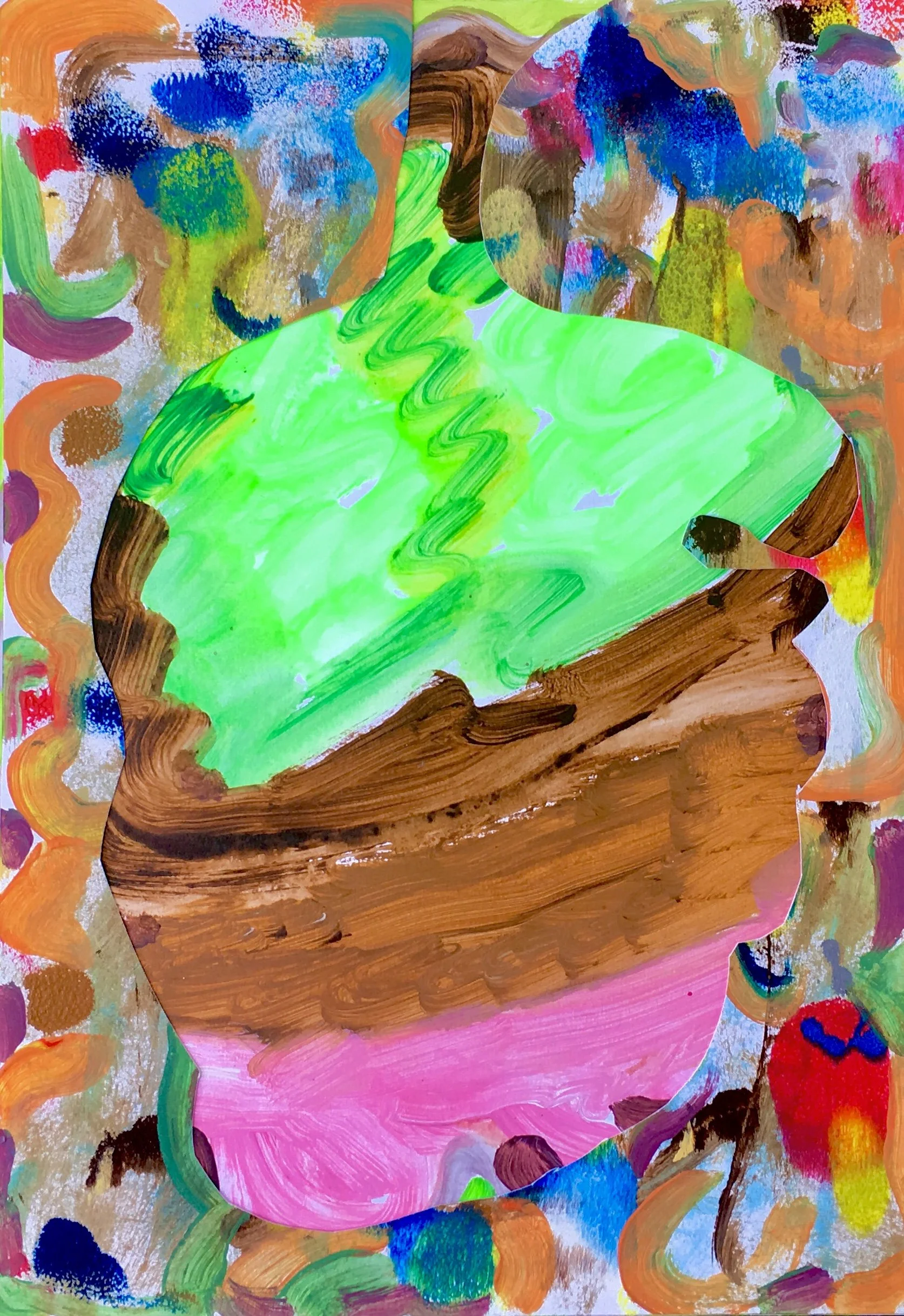 Title: Bee Mingus.   Medium: Mixed media.  Size: 297x420mm.  Private Collection.  