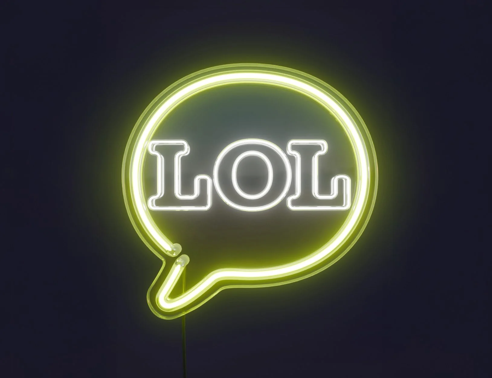 image of a neon sign with a speech bubble with the letters LOL in it.