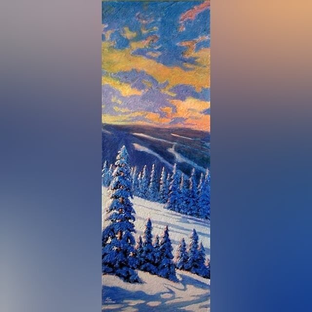 We're super excited by this arrival today, we think Ken Farrar's new Winter Wonderland shows off the best of Sun Peaks if you're in the Village today come by and check it out.
.
.
Winter Wonderland - 12x36&quot; $1450.00 - Ken Farrar
#winter #sky #or