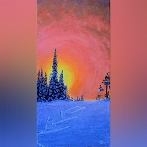 New artwork by the very talented Kamloops local, Ken Farrar. We love his unique phosphorescent Landscapes and the secret painting hiding in the dark. 
.
.
Sun Peaks Glow 12x24&quot; - $1140
#local #original #phosphorescent #sunpeaks #ski #sunset #sho