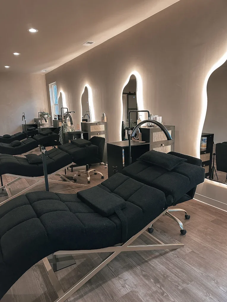 Soft luxury interior of Amada Lash Studio in Southington, Connecticut designed for relaxation and comfort