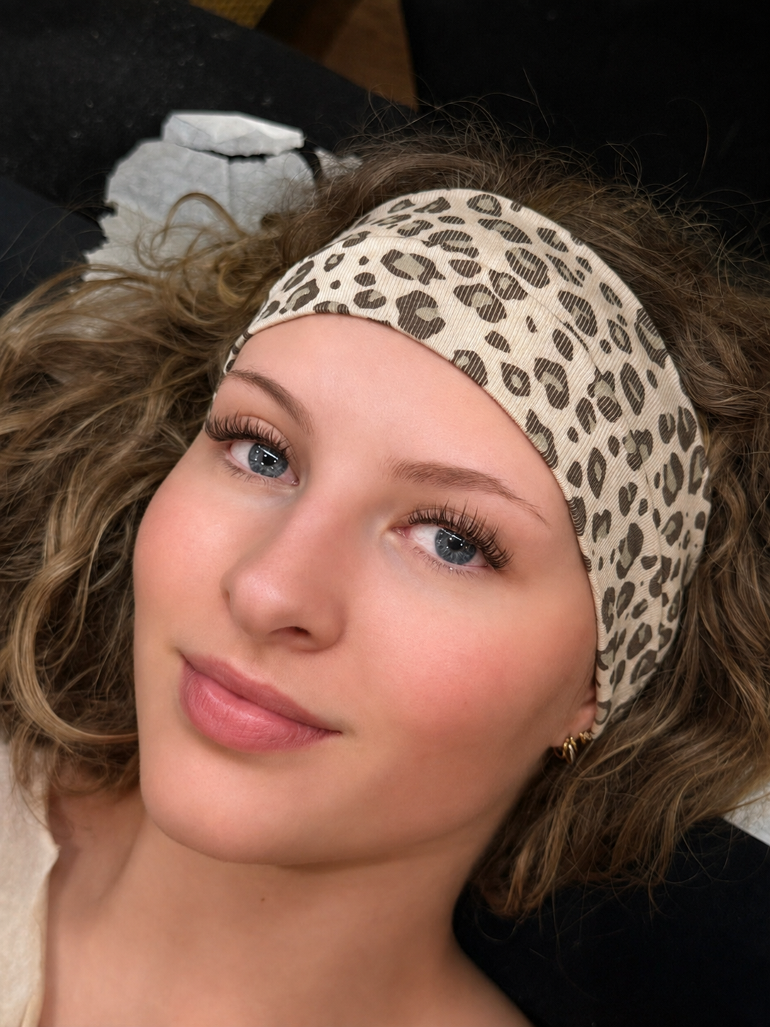 Close-up of a finished lash extension set with soft, defined angel lashes