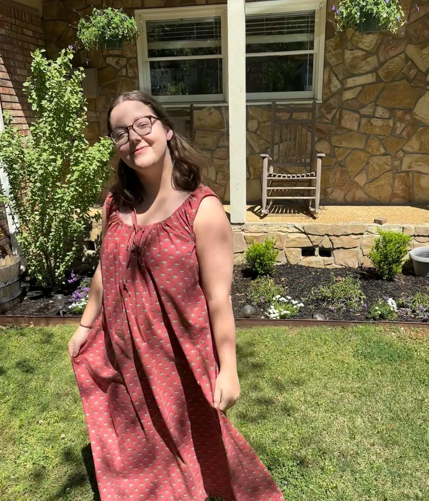Not my usual content but I made a little dress out of a thrifted sheet and asked Brandon to take pictures of me hehe #shorelineshift