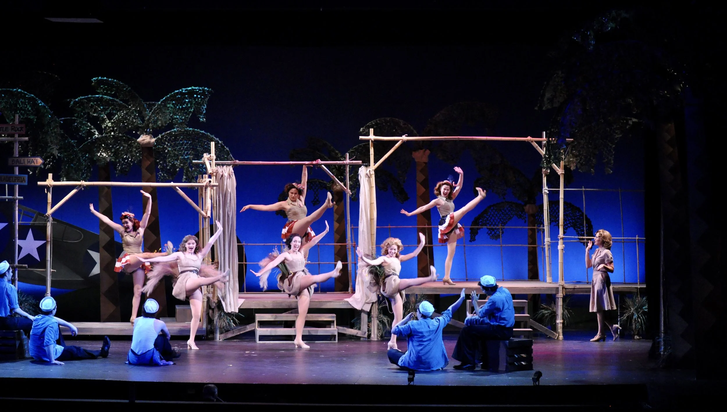 SOUTH PACIFIC, Reagle Music Theatre - Photos by Bob Pascucci | Director: Rachel Bertone | Scenic Designer: Janie Howland | Costume Designer: Emerald City Theatrical | Lighting Designer: Franklin Meissner, Jr. | Venue: Waltham High School, Waltham, MA