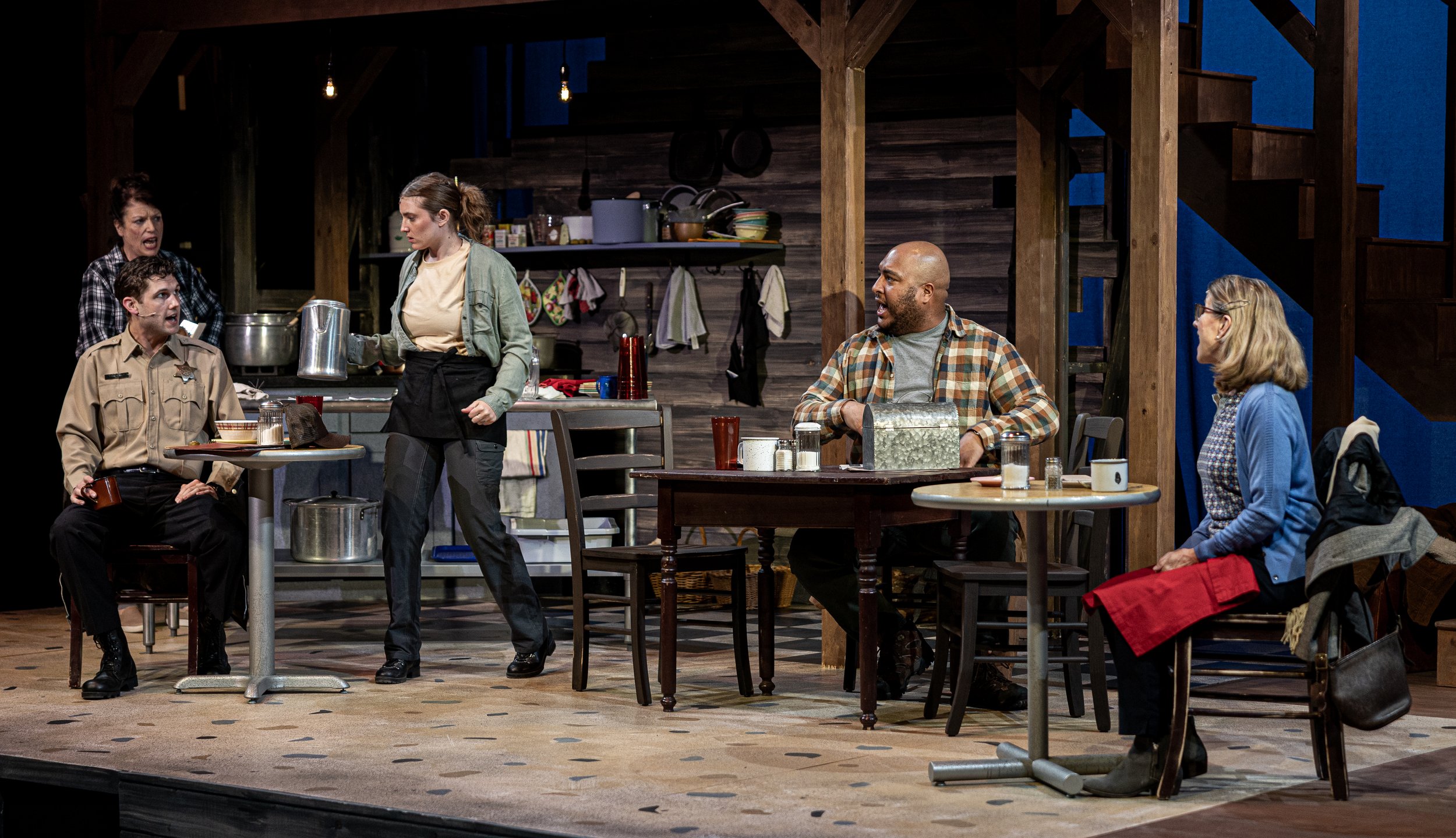 THE SPITFIRE GRILL - Photos by Jim Sabitus | Director: Ilyse Robbins | Scenic Designer: Janie E. Howland | Costume Designer: Kelly Baker | Lighting Designer: Karen Perlow | Sound Designer: Alex Berg | Venue: Umbrella Arts Center Mainstage Theater, Co