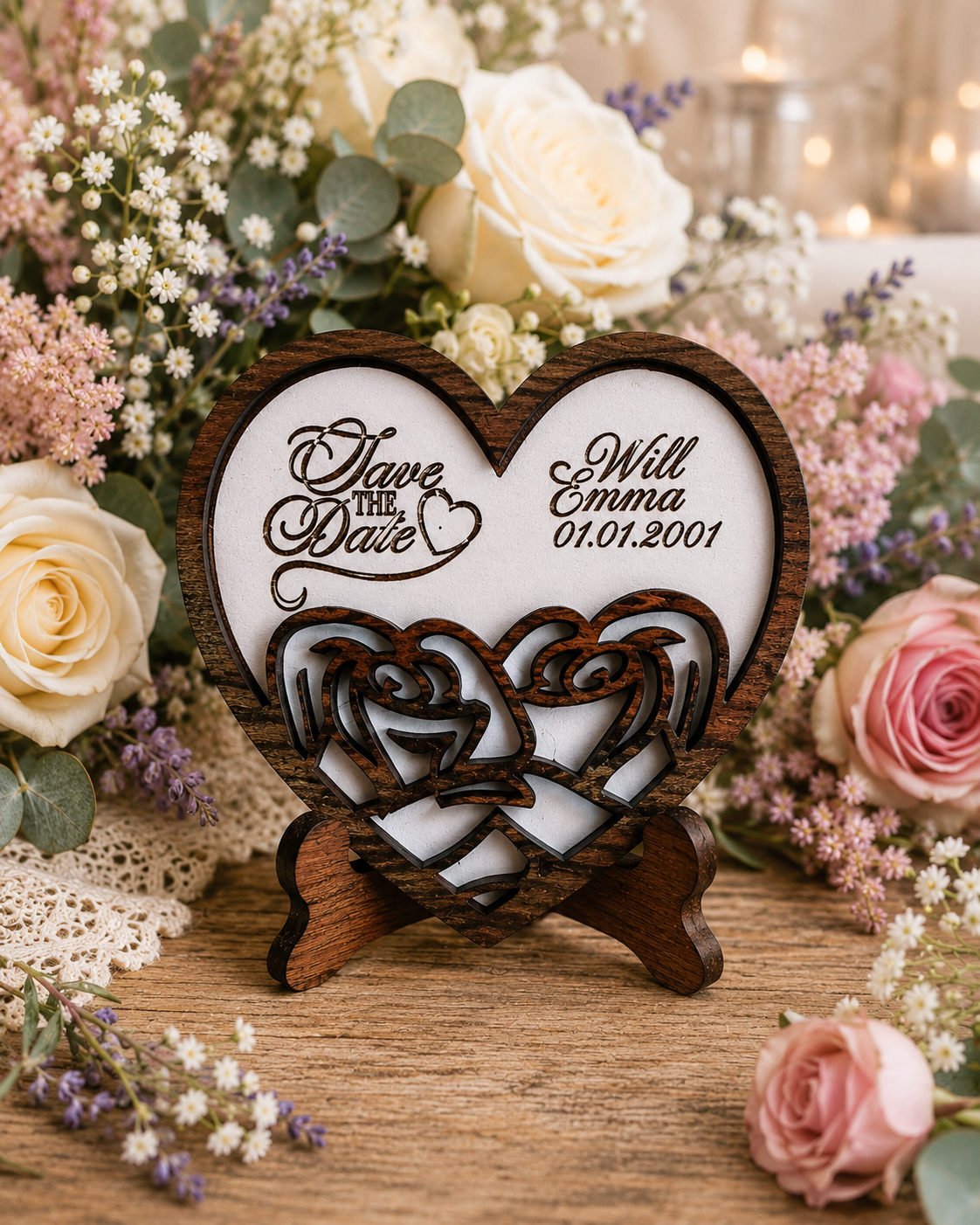 Save The Date Magnets - Heart with Roses