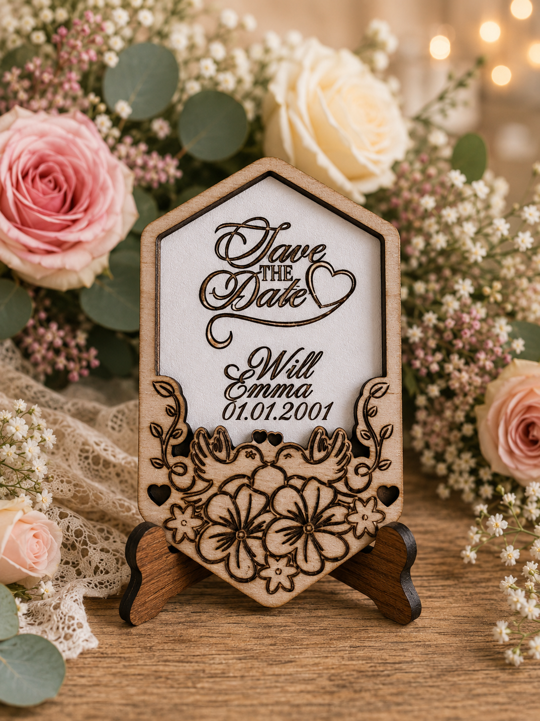 Save The Date Magnets - Floral Hexagon