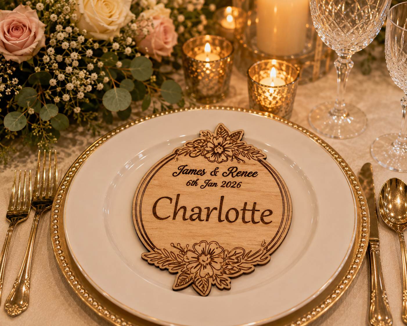 Place Cards - Floral Oval