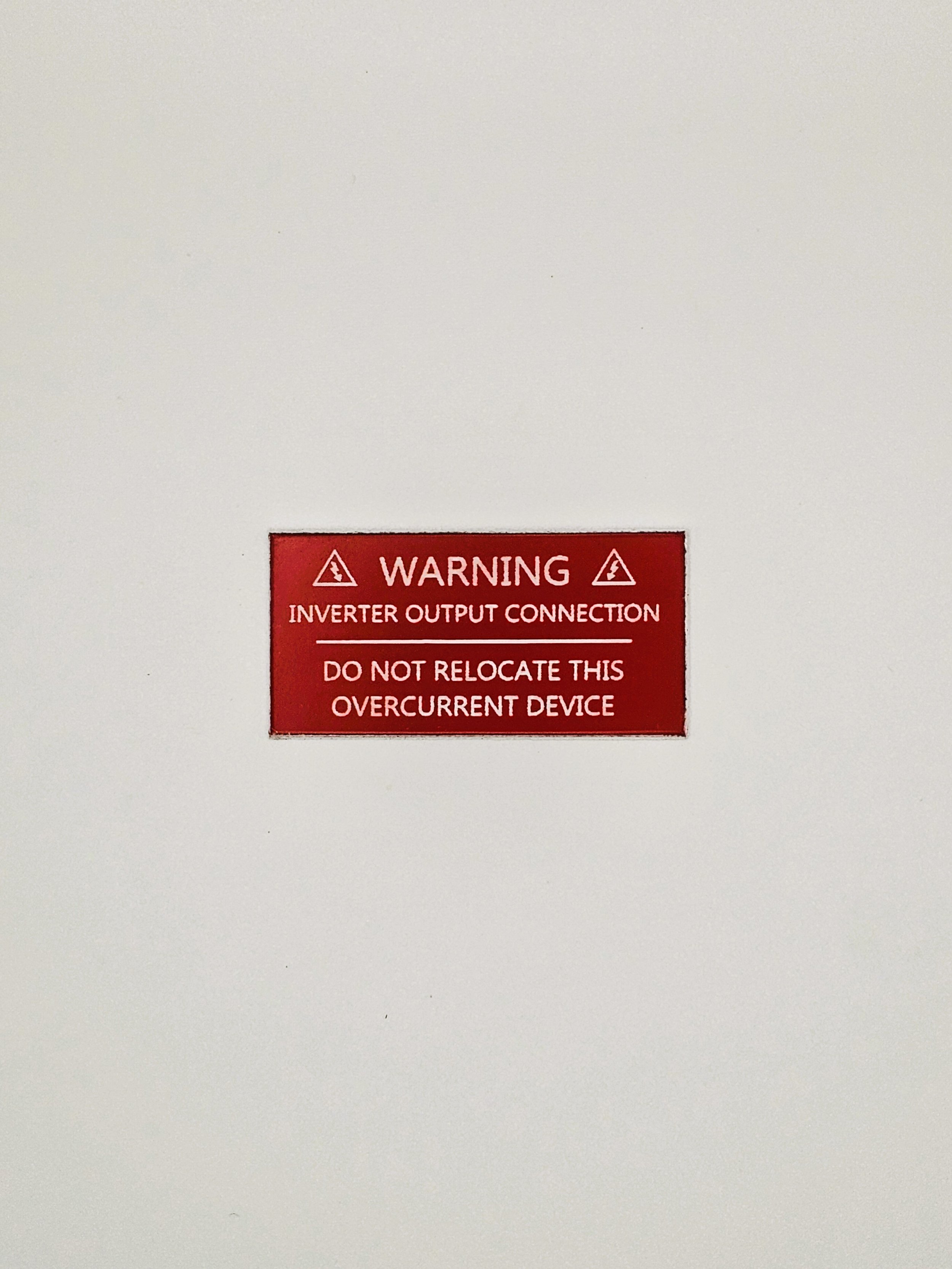 Warning Inverter Output Connection DNR