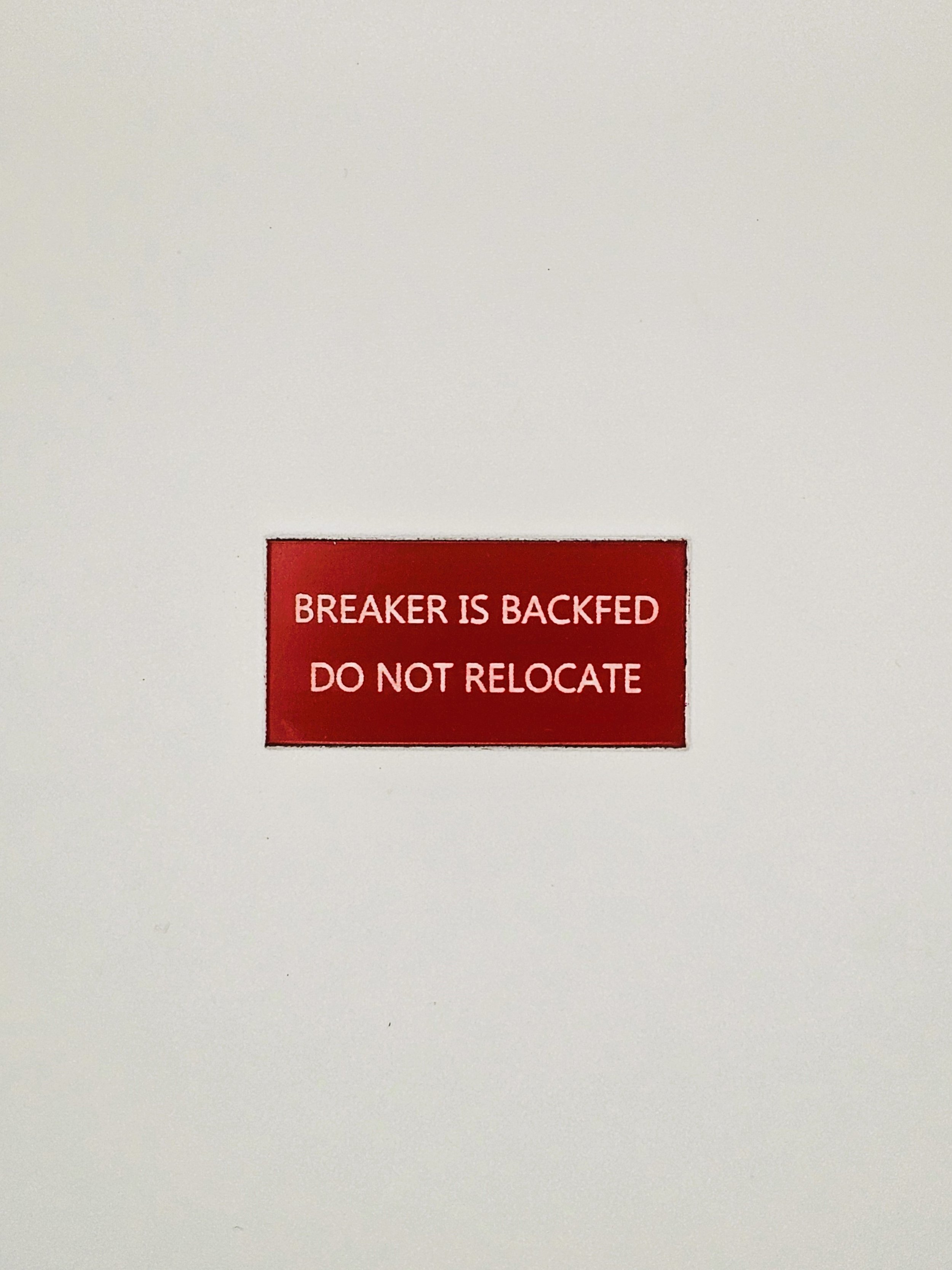 Breaker is Backfed DNR