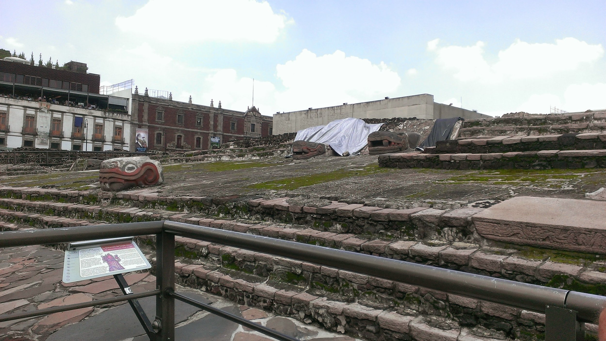 Figure 3. Side view of area adjacent to the Templo Mayor site with 3 serpent heads (Whitehouse 2014).