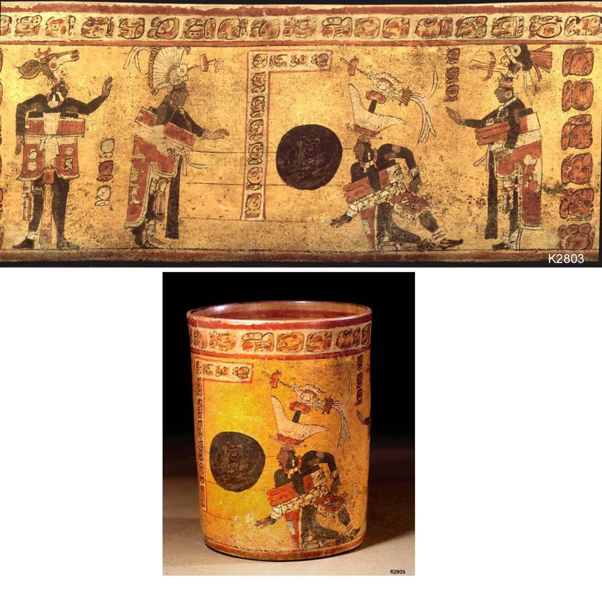 Figures 33 &amp; 34. The full illustration, as well as the vessel, showing the ballgame scene (K2803) (Image credit: Courtesy of the Dallas Museum of Art) (Geggel 2022).