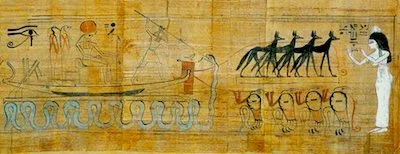 Figure 9. Apep attacking the Solar Boat (https://ancientegyptonline.co.uk/apep/).