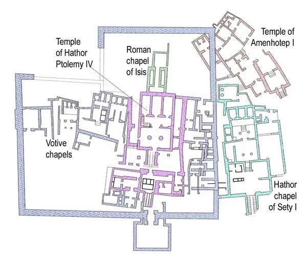 Figure 29. Map of  remains of Hathor Chapel and Amenhotep I Temple (Adams 2015).
