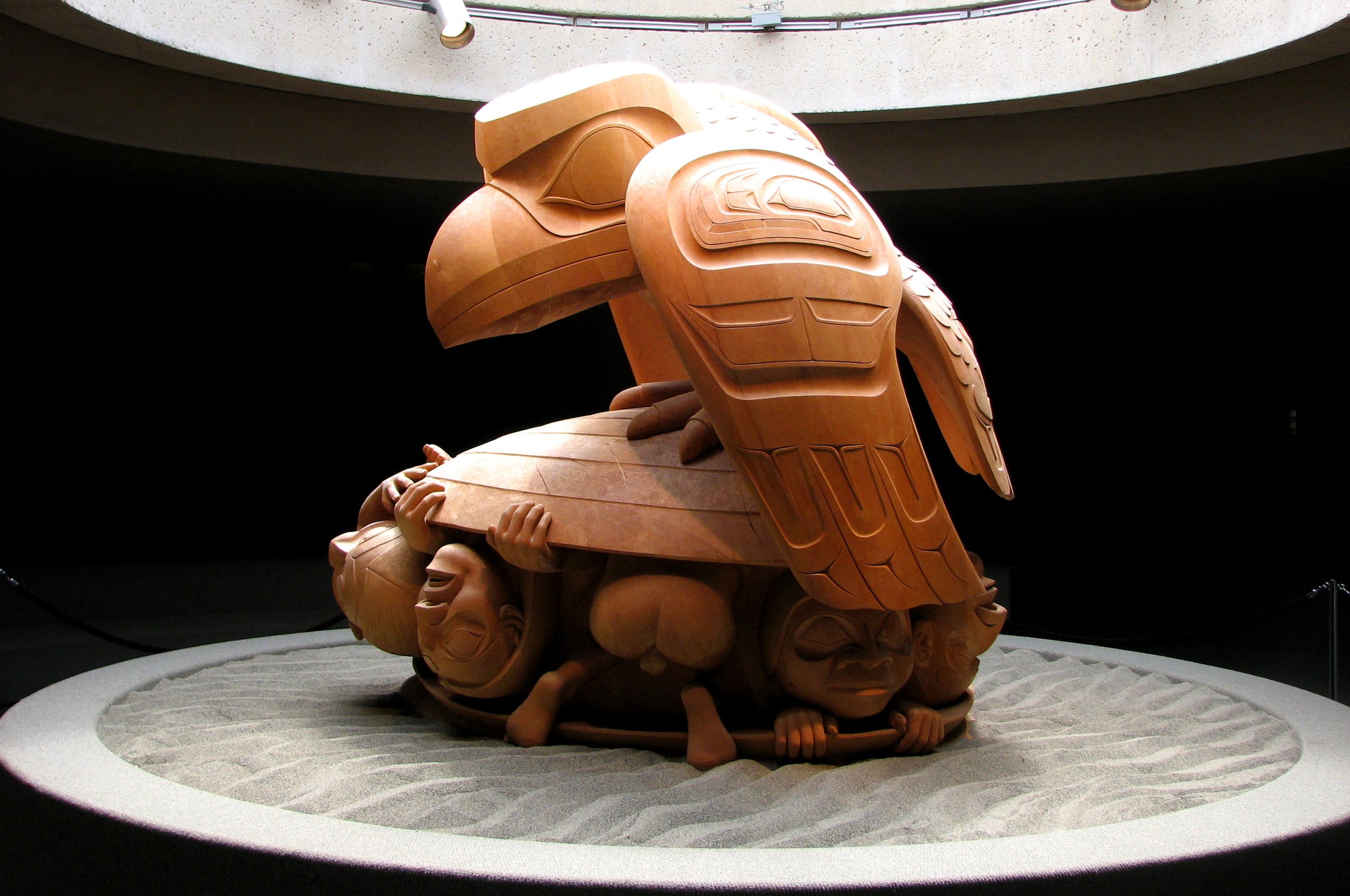 Figure 28. Bill Reid's Raven and the First Men (1980), UBC Museum of Anthropology, from the Haida creation myth. The Raven represents creator and trickster  (Photo by D. Gordon E. Robertson)
