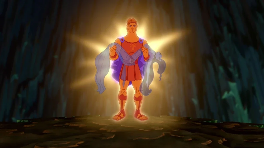 Figure 3. Hercules carries Meg's soul out of Hades' soul whirlpool and regains his godhood (Disney's Hercules 1997).