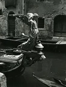 Figure 60. The Angel of Death, sculpture of a funeral gondola, Venice. Photo by Paolo Monti, 1951.