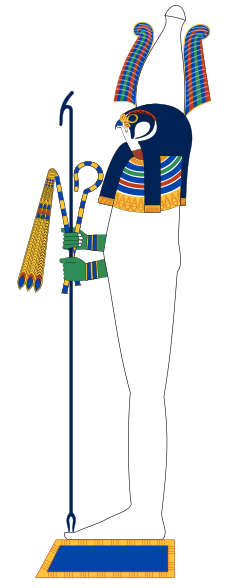 Figure 13. Sokar-Osiris, wrapped in linens, holding the was-sceptre, crook, and flail, and wearing the white feather crown.