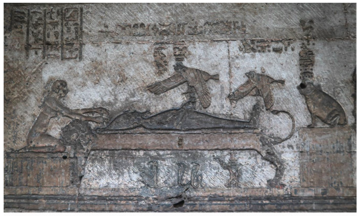 Figure 36. Dendera, east wall of the innermost western Osiris chapel, Temple of Hathor. 