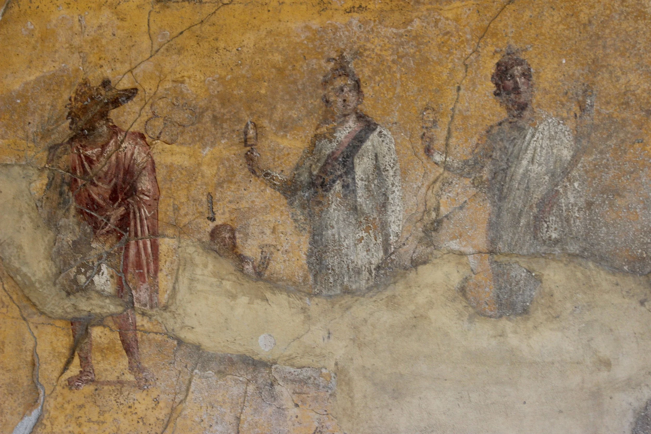 Figure 31. Anubis, Harpocrates, Isis and Serapis, antique fresco in Pompeii, Italy.