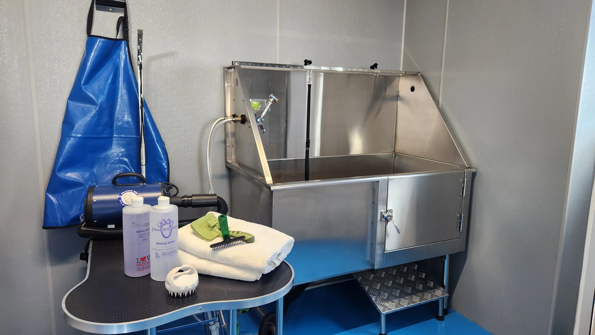 Self-serve dog wash station with all the supplies