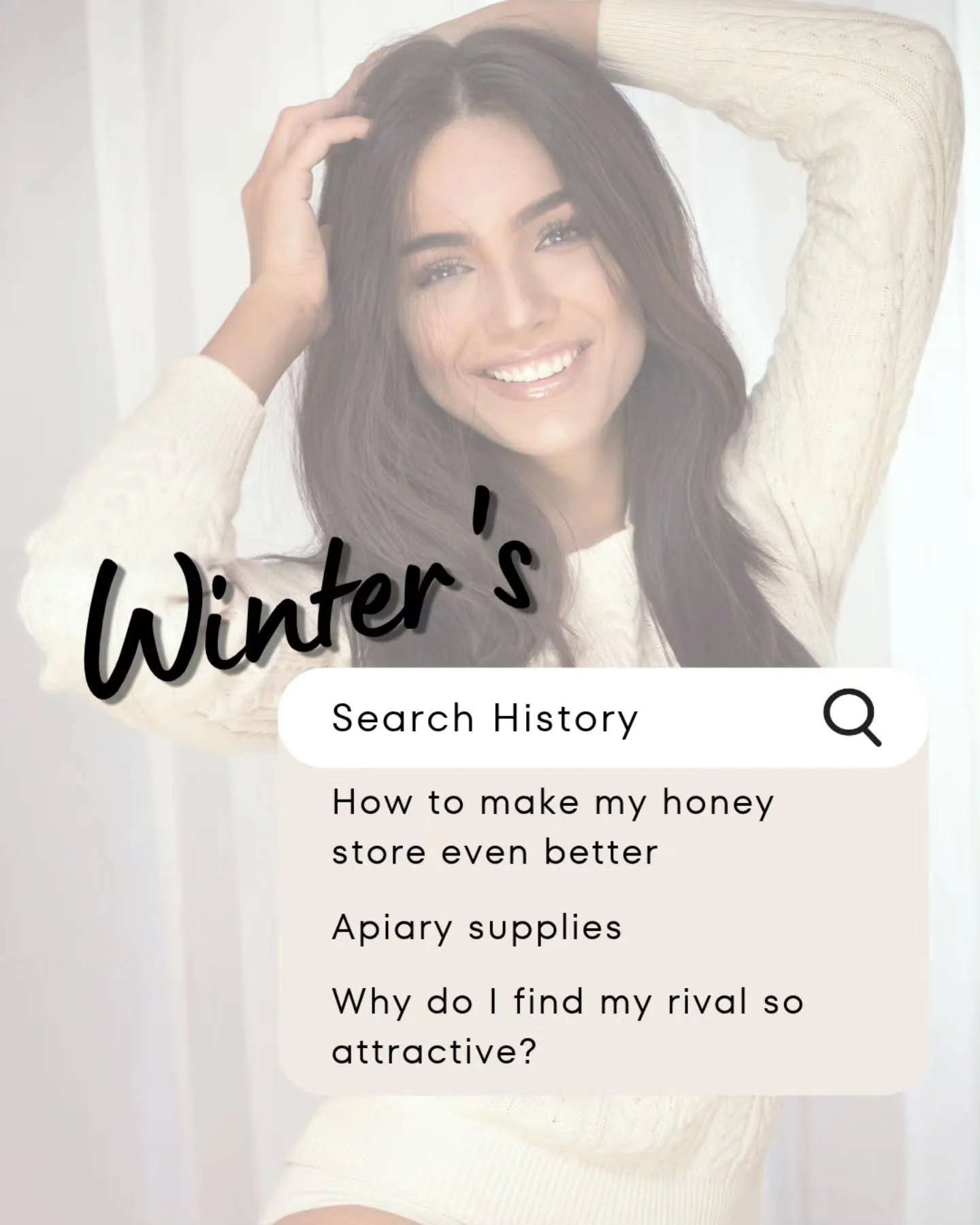 Check out Winter's search history! 

Of course, she wants to keep making her store even better. But why does she find her rival so dang attractive? 

With Love, Winter is coming November 16th and then you can find out what makes Scout Flannery so irr