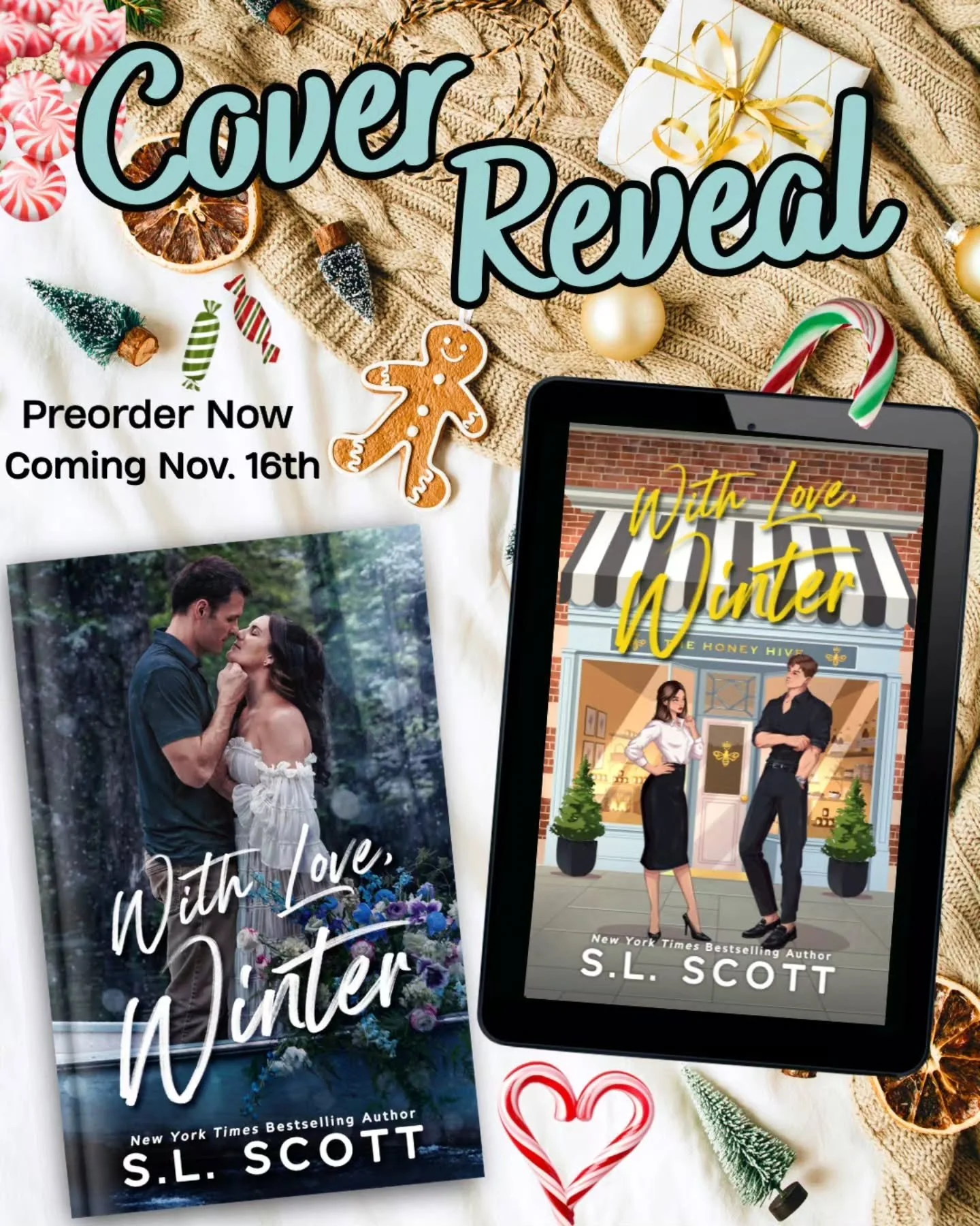 🐝 Stunning Cover Reveals + Synopsis Drop 🐝

*Screams in excitement* LOOK at these GORGEOUS and ADORABLE covers for With Love, Winter! The paperbacks are live! The ebook and audio release November 16th!

Do you have a favorite? I can't pick!

❄️ PRE
