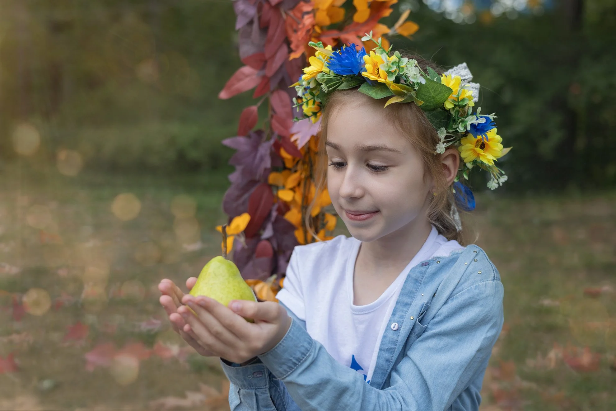 Portrait Girl and Pear