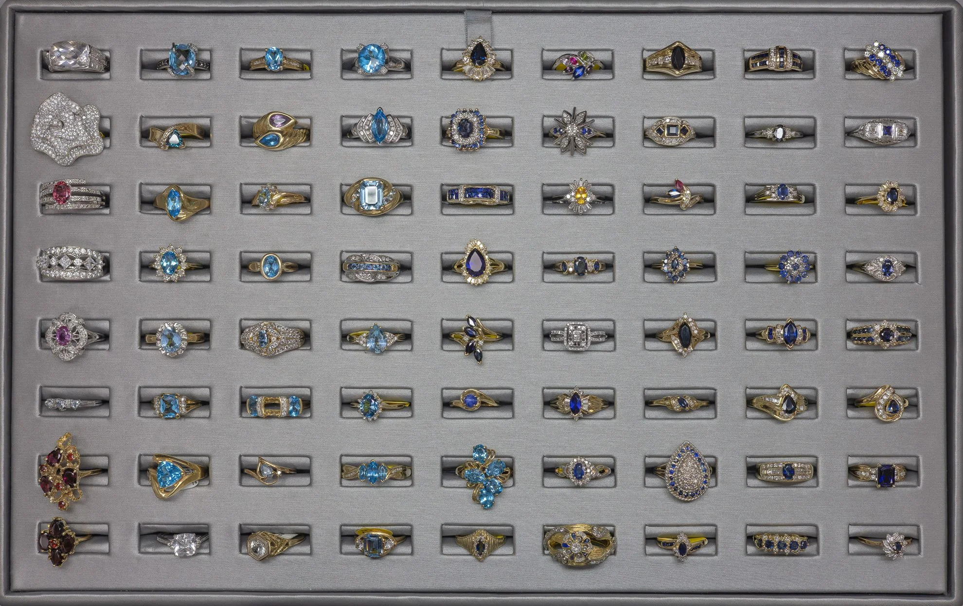 Gold Rings with Blue Stones