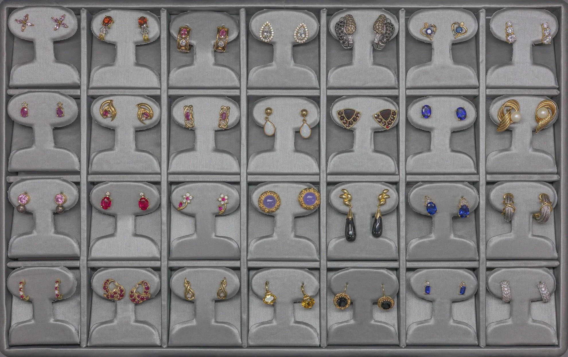 Gold Earrings with Stones