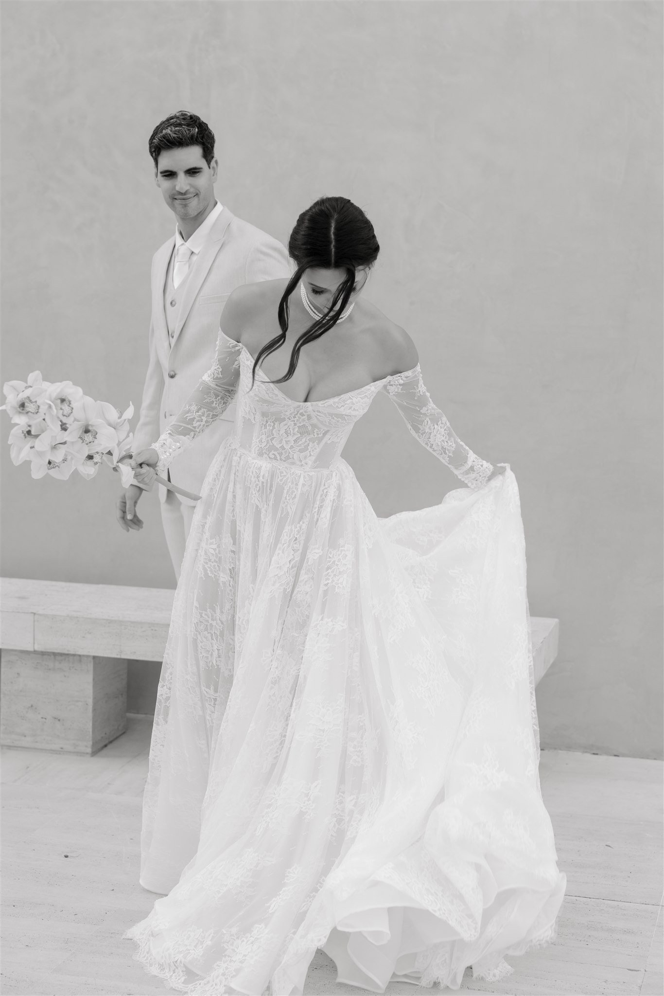 bride and groom candid