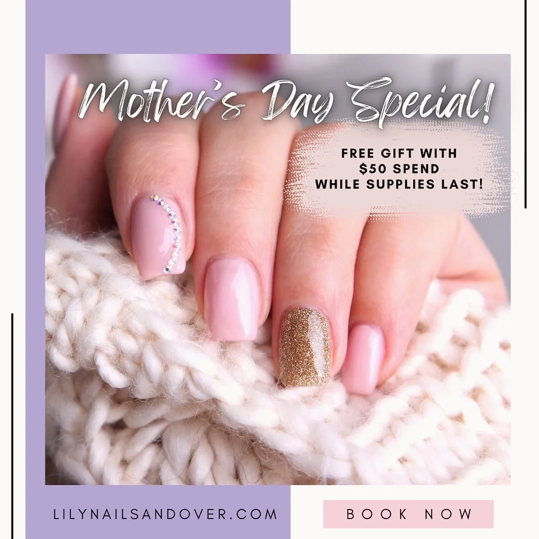Mothers, you deserve a pamper day! Book your appointment today to get a beautiful nail set in time for Mother&rsquo;s Day celebration + we&rsquo;re giving away a free gift when you spend $50. Hurry while supplies last! Looking to do more than nails? 