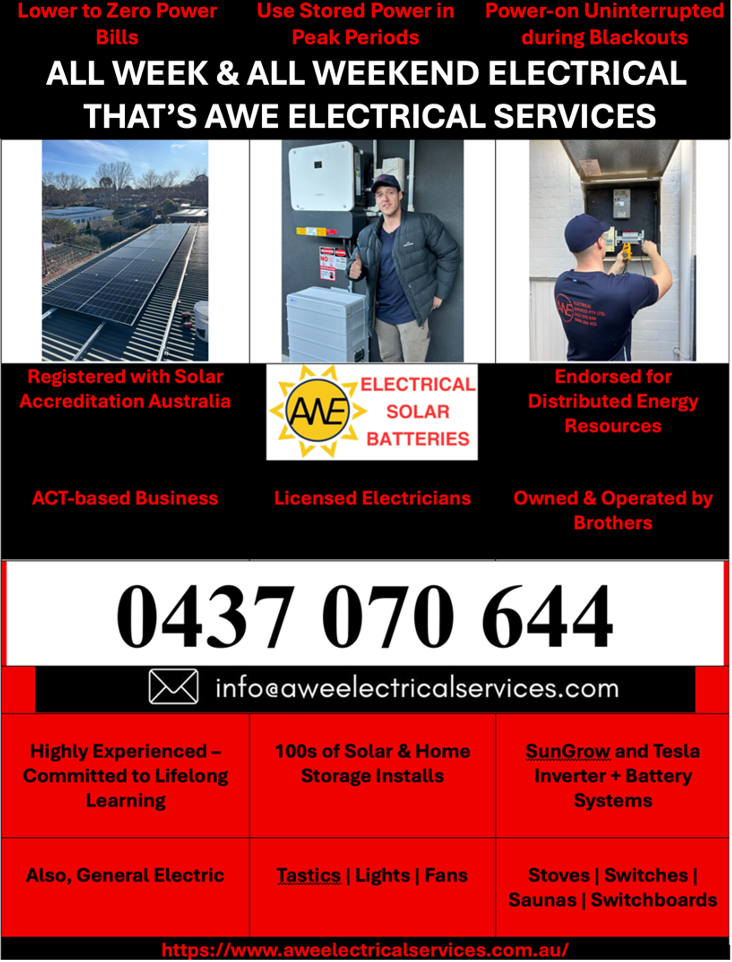 AWE supplies and installs home battery and solar systems here in Canberra