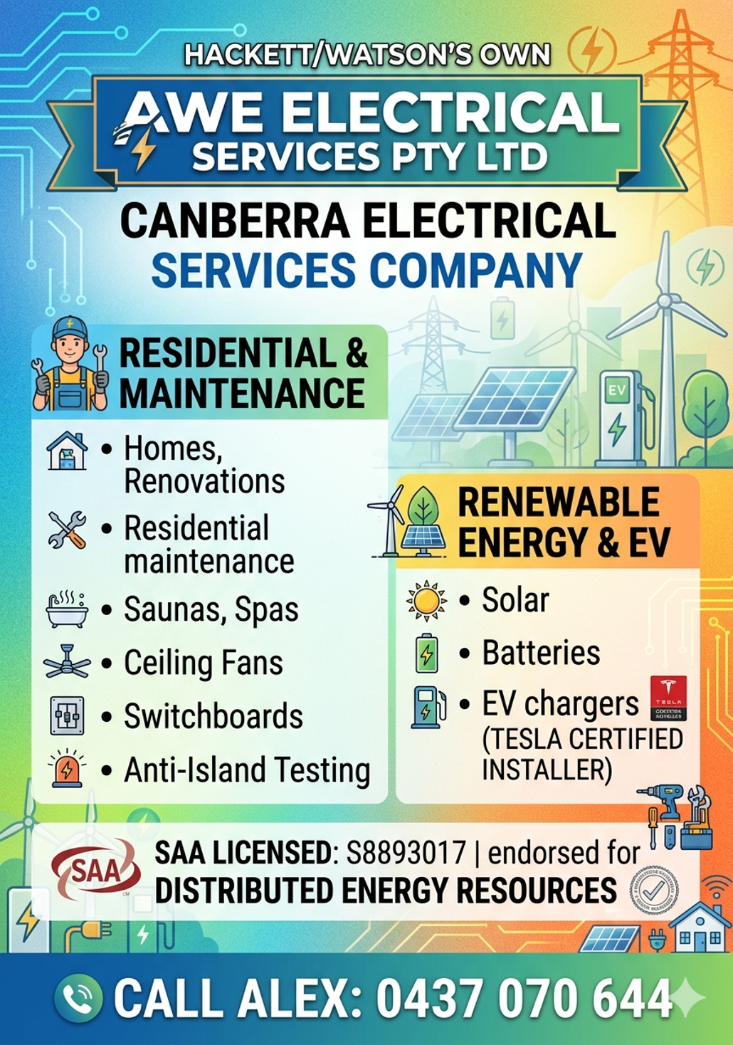 ⚡️ Your Complete Canberra Energy Solution: From General Electrical for homes and businesses to Renewable Power