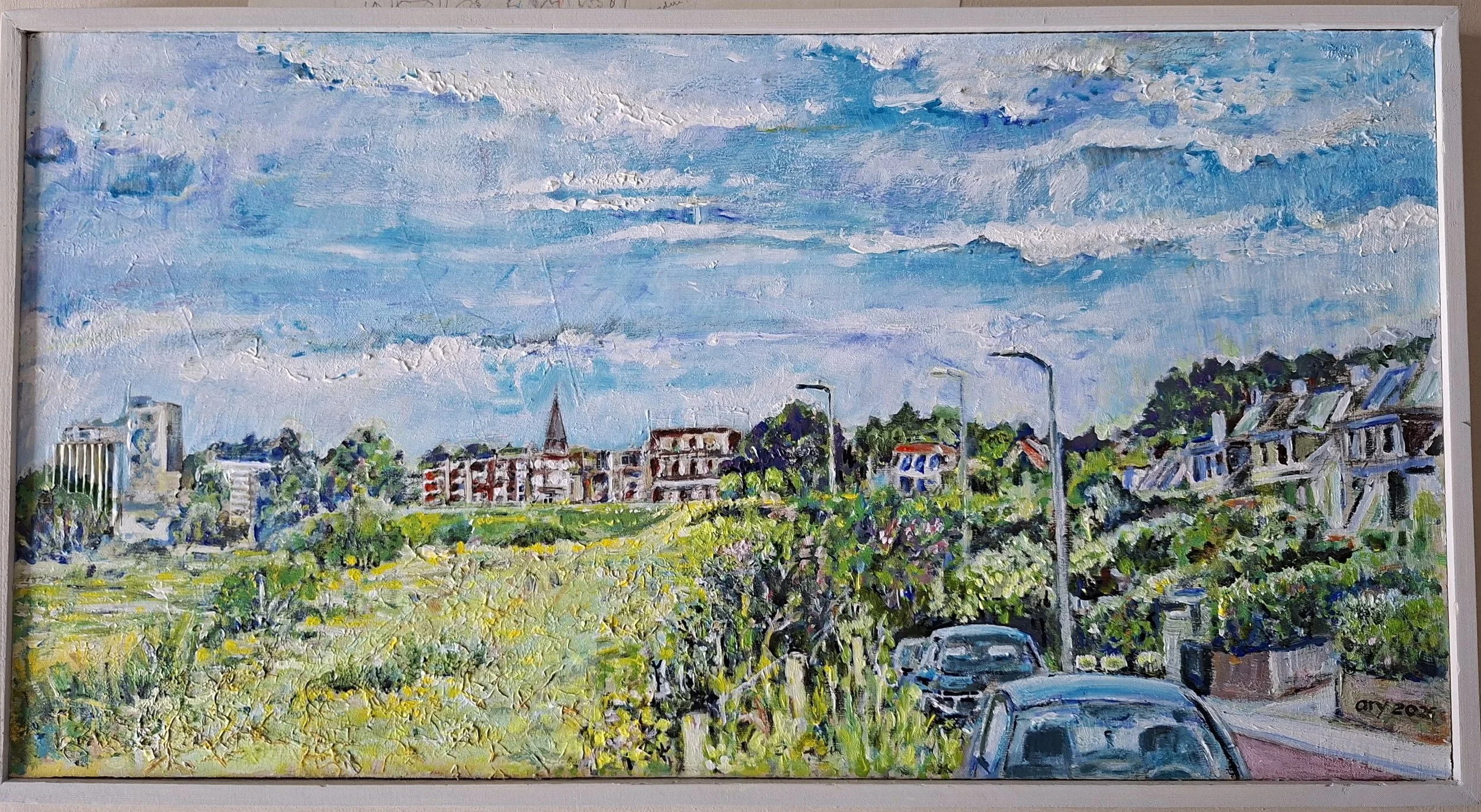 Uitzicht op de Grebbedijk vanaf de Veerweg.