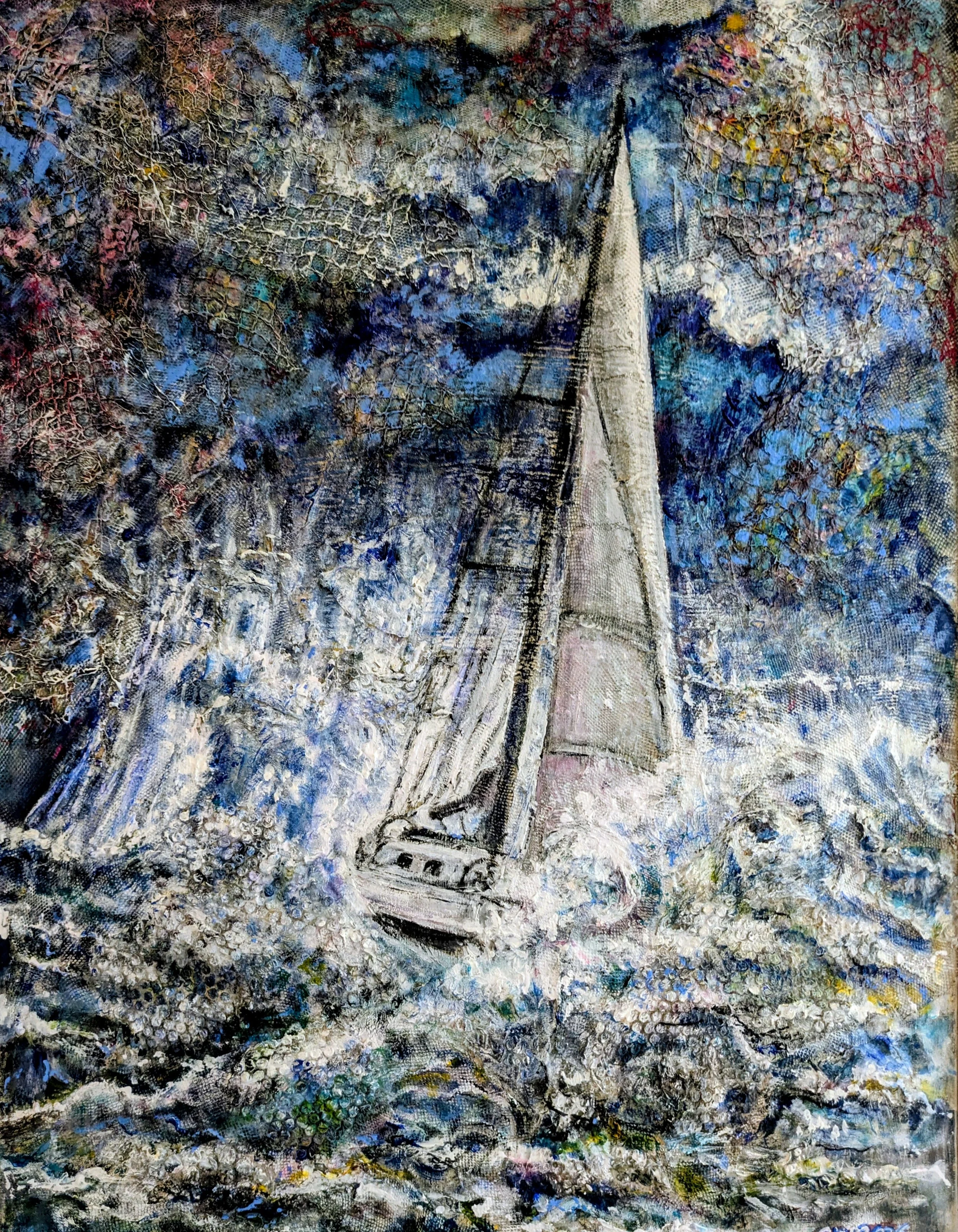 zeiljacht in de storm.