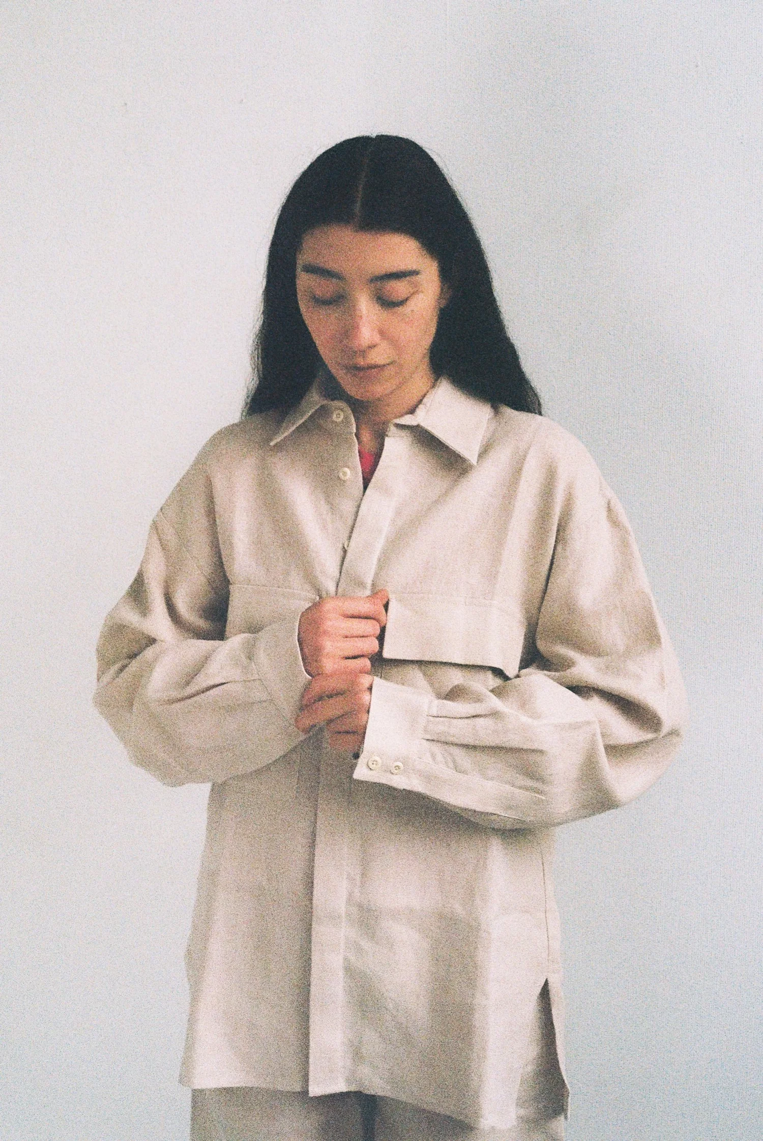 CS002-A1 -  TAILORS・W-YOKE SHIRT Yoke Cream Linen Utility Shirt — yoke studio