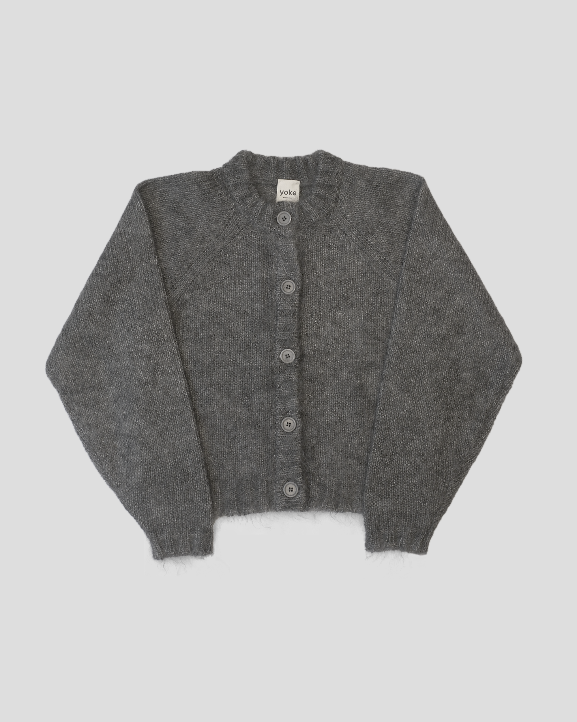 Grey Brushed Mohair Cara Cardigan