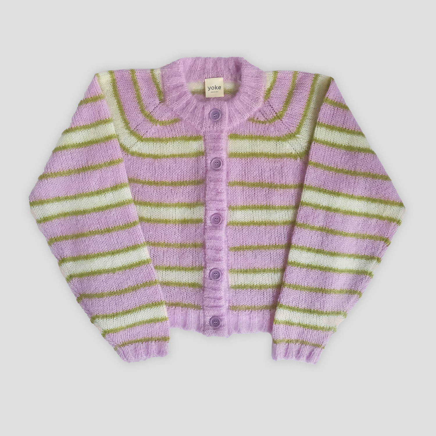 トップス KH YOKE Silk Mohair Buttoned Cardigan YOKE | SILK MOHAIR BUTTONED CARDIGAN(PEACOCK) | シルクモヘアボタン