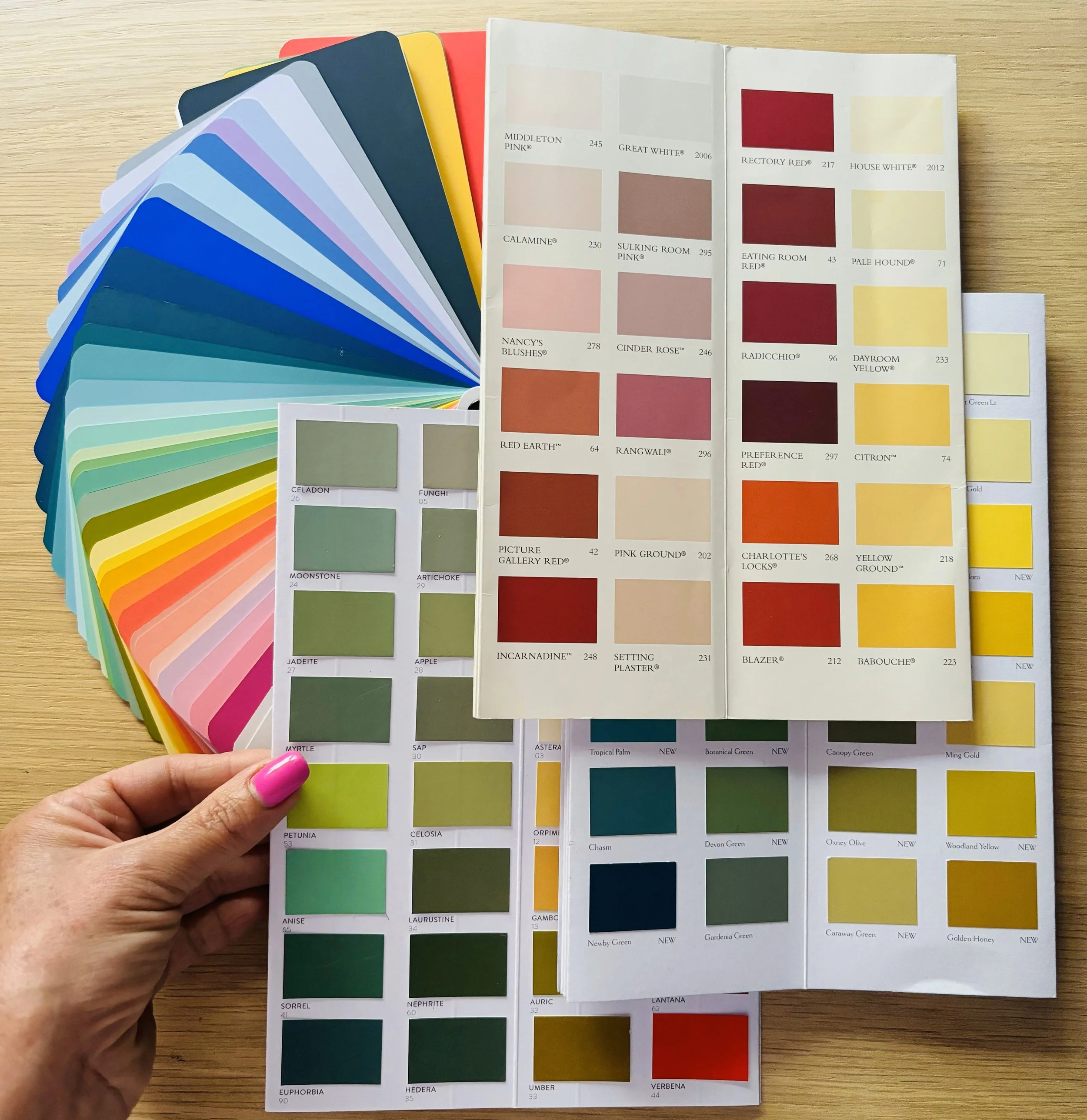 Paint colour charts and fan